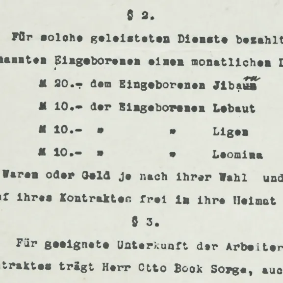 Ausschnitt des Vertragsdokuments.