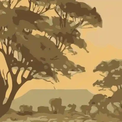 Schulwandbild „Der Dornbusch, im Hintergrund der Waterberg“ von Ernst Vollbehr, 1910.