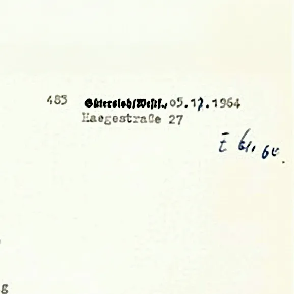 Ausschnitt aus dem Dokument: Gütersloh, ein Straßenname und ein Datum.